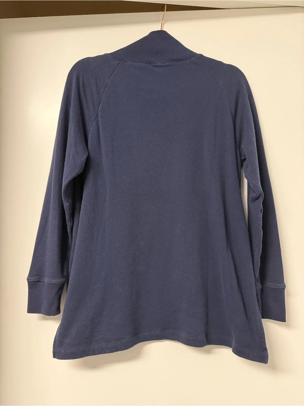 J. Crew Navy Funnel Neck Fleece Sweater with Shoulder Buttons